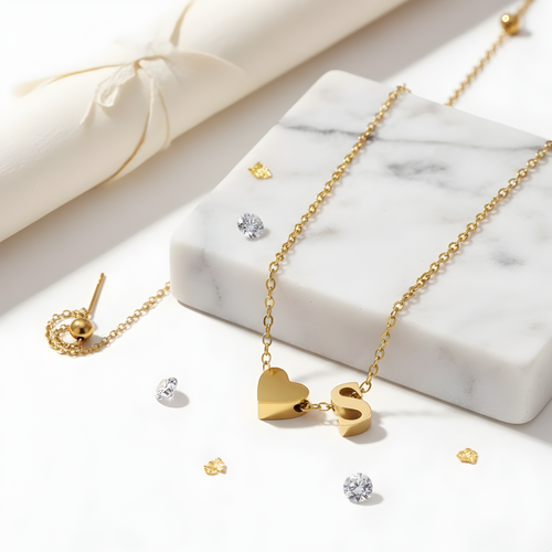 Heart & Initial Necklace